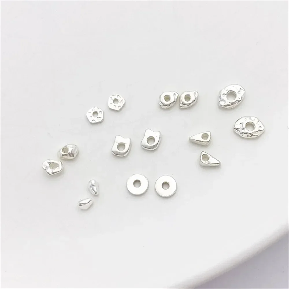 

S925 Sterling Silver Special-shaped Irregular Broken Silver Spacer Bead Spacer Loose Bead DIY Bracelet Beaded Material Accessori