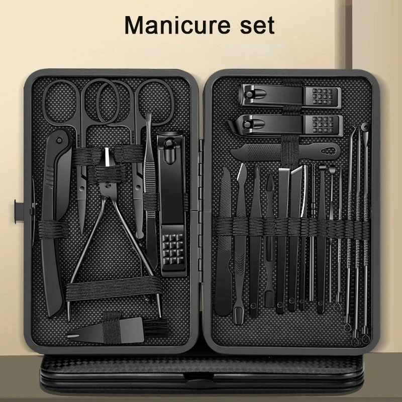 8/12/15/20/24 pièces coupe-ongles de manucure ensemble ménage en acier inoxydable cuillère à oreilles pédicure ciseaux outil pour la beauté