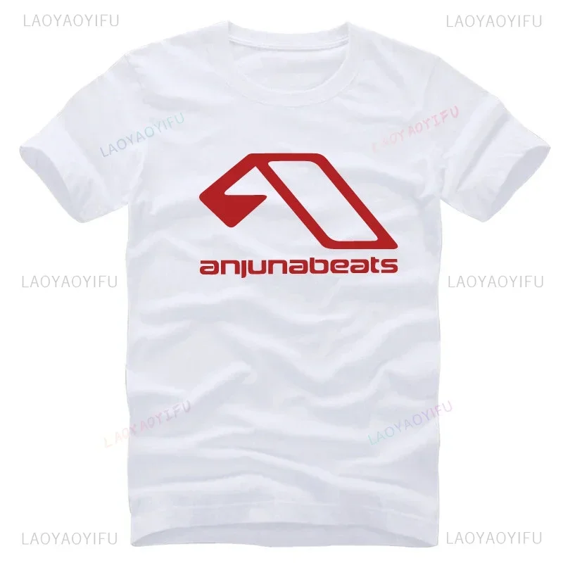 Camiseta de algodón para hombre, camisa negra de manga corta con estampado de música de DJ, ANJUNABEATS Above & Beyond, divertida, ropa de calle