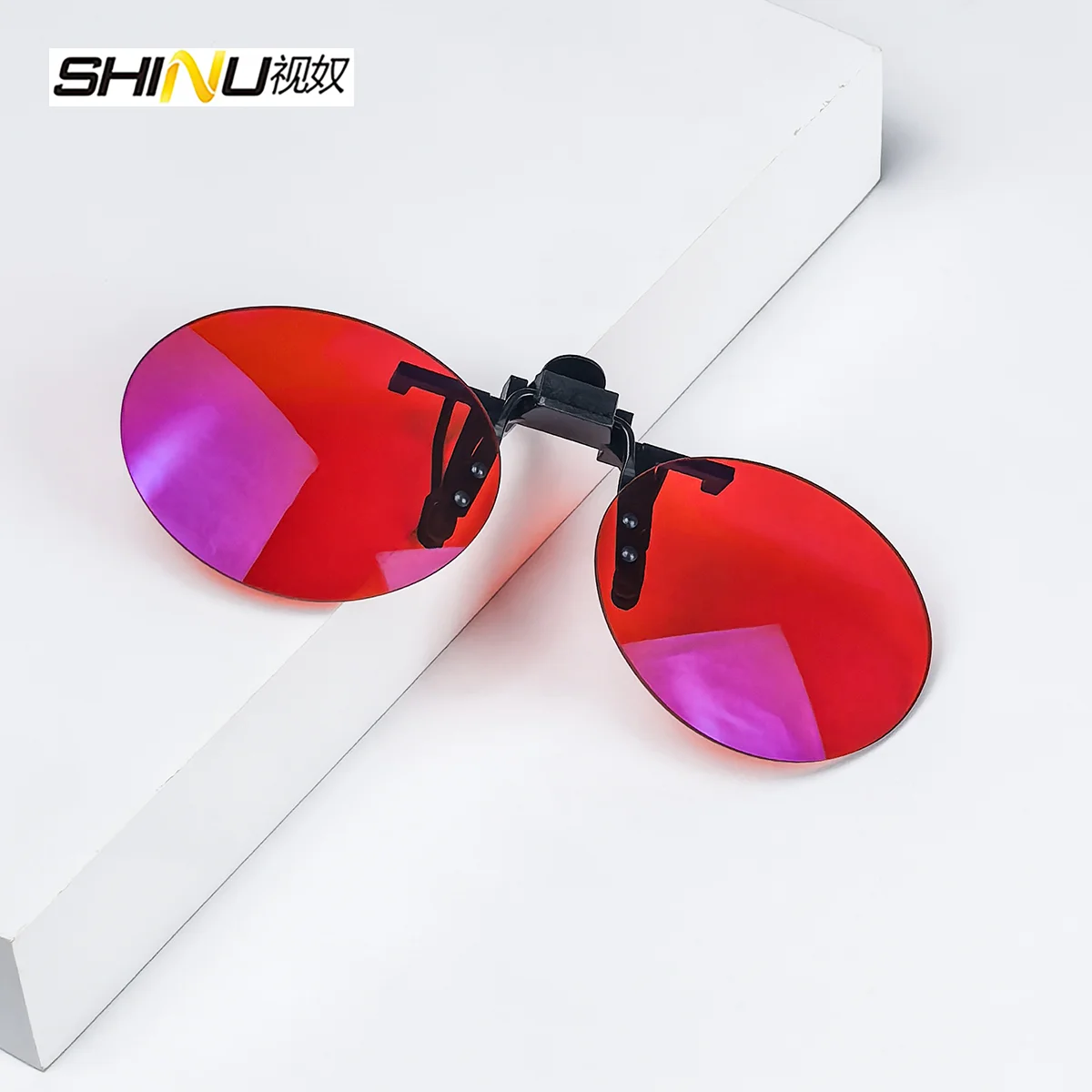 SHINU Rote Linsen-Clip-On-Brille zum Schlafen besser, runde orangefarbene Linse für Spiele oder Arbeiten, gelbe Linsen, Nachtsicht zum Fahren – Detail 6
