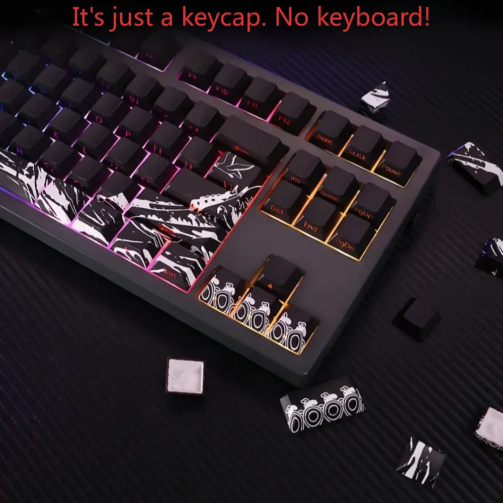 Translucent Mechanical Keyboard, Side Engraved Keycap Set, Translucent Personalized PBT, Painted, Cherry, 128 Keys