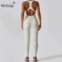 MyZyQg Women Ballet Dance Aerial Sleeveless Yoga Jumpsuit Chest Pad High Elastic Fitness Sports Running Tracksuit Gym Sportswear