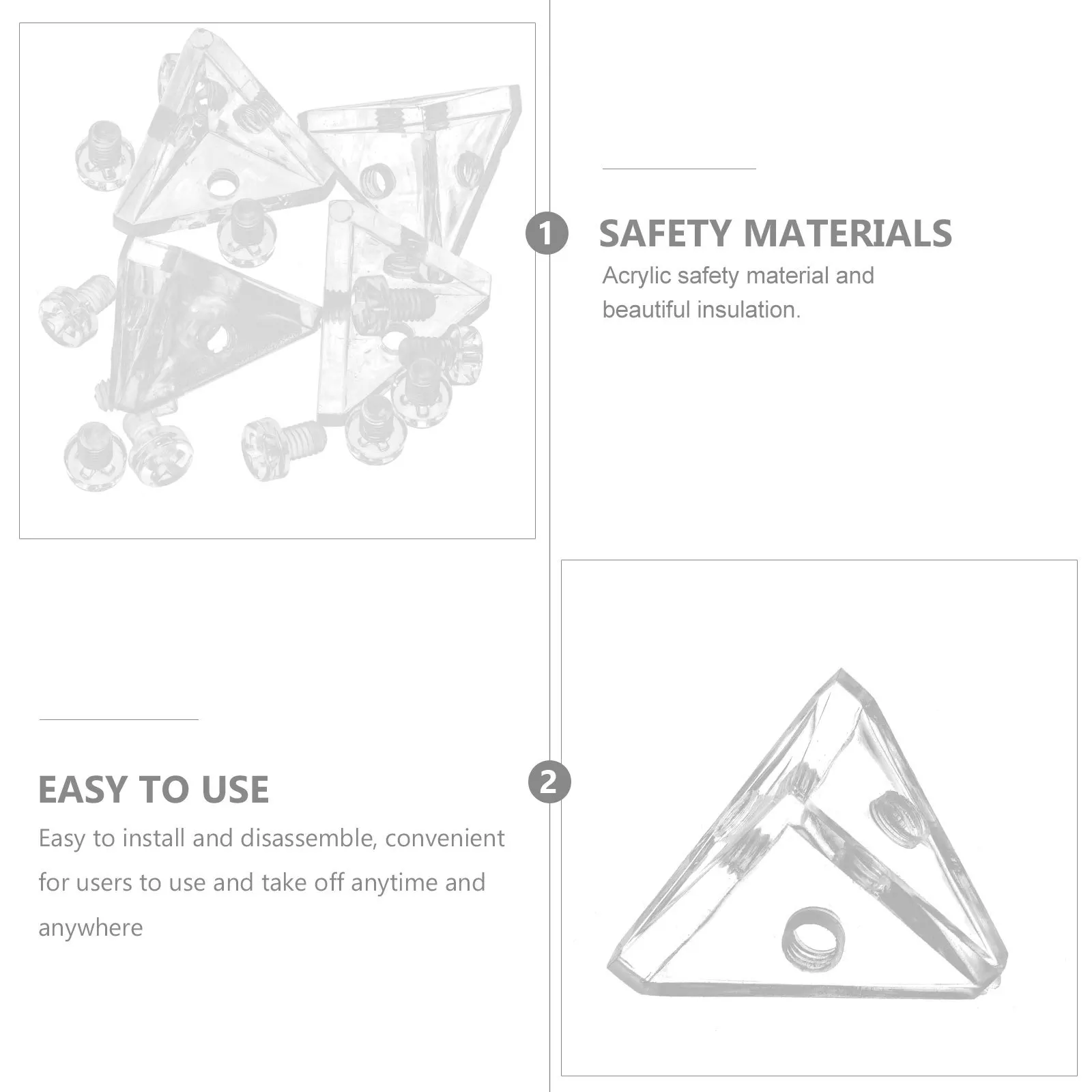 4 مجموعات من دعامات الزوايا من الأكريليك الشفاف موصل الزاوية اليمنى لدعم الرف خفيف الوزن ومتين لتركيب الأجهزة #3