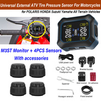 Universal External ATV Tire Pressure Monitor System TPMS M3ST Monitor LCD Display+ 4 Sensor for POLARIS 4-Wheeled Motorcycle