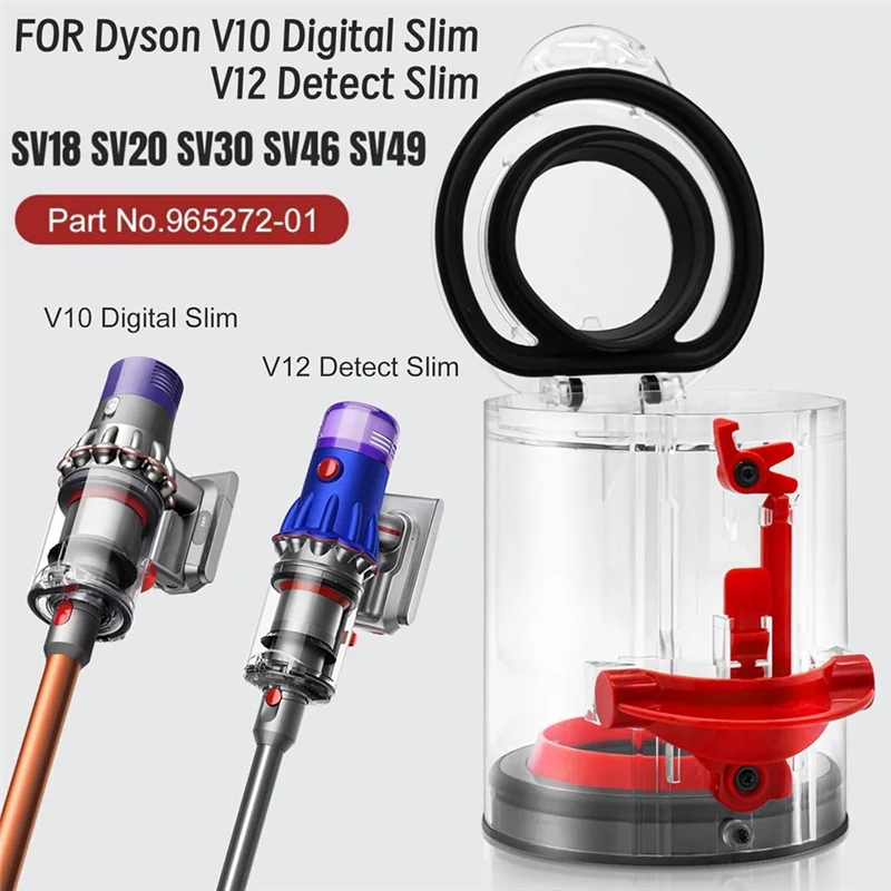 

Универсальный пылесборник для Dyson V10 Digital Slim / V12 Detect Slim Вакуумная канистра Большой контейнер Вакуумное ведро для пыли Номер детали. 965272-01
