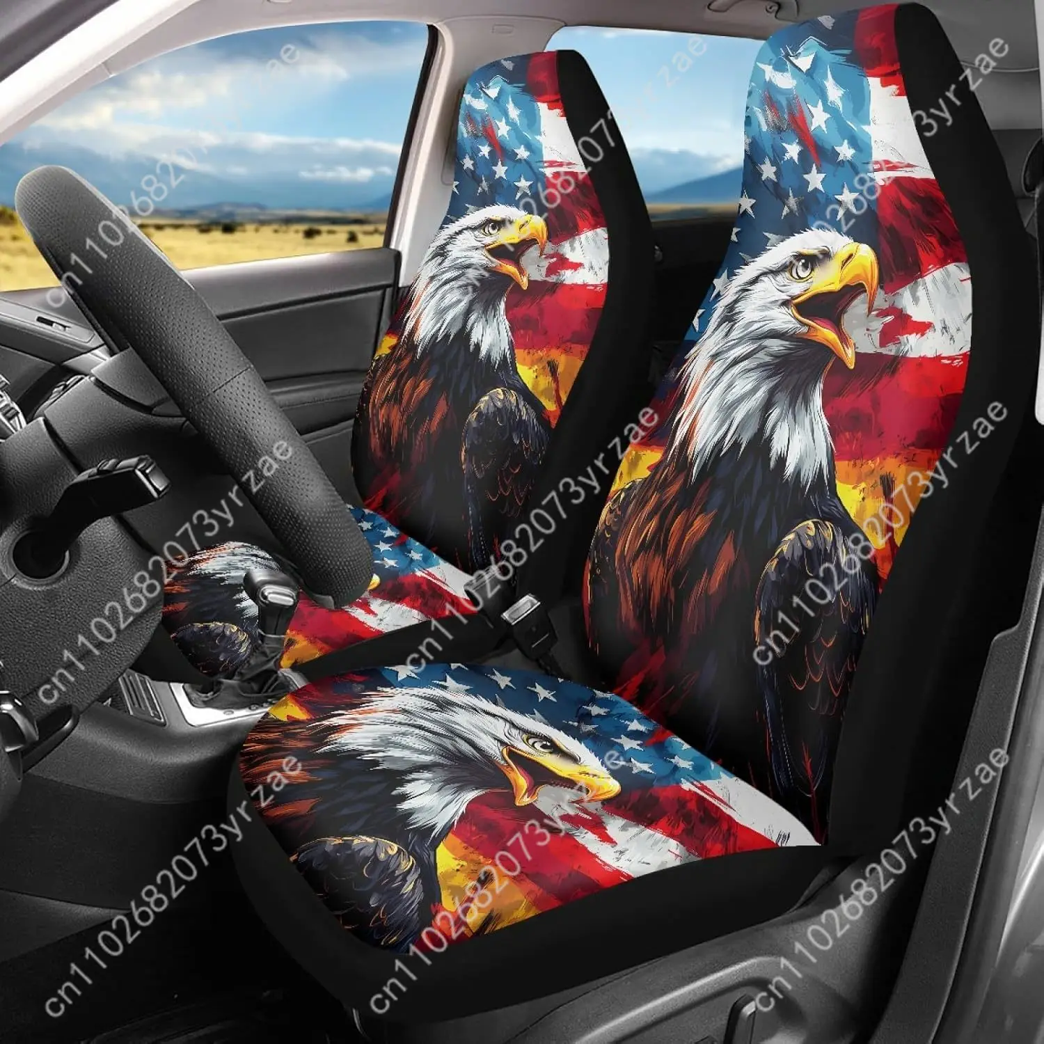 

American US Flag Eagle Car Seat Covers Universal Environmentally Friendly Interior Decorations Comfortable Breathable Seat Cover