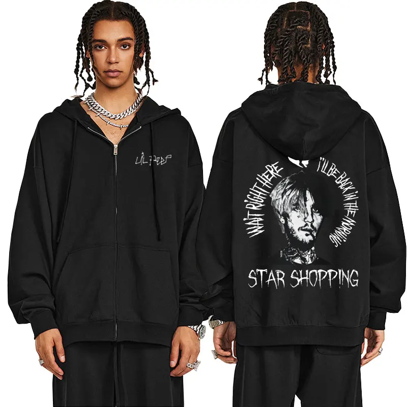 Rapper Lil Peep Star Shopping Zipper Hoodie Cry Baby Men Women Vintage Hip Hop Zip Up Sweatshirt Men's Oversized Zip Up Jacket