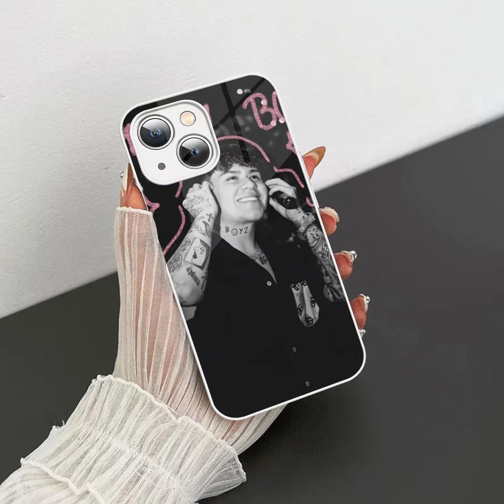 Junior H Singer Capa de telefone de vidro temperado para iPhone 14 13 12 11 Pro Mini XS MAX 14Plus X XS XR Capa