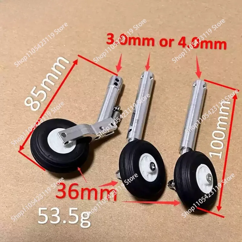 36mm PU Wheels H:100mm Lightweight Aluminum Alloy Anti-Vibration Landing Gears D3/4 for Retractable  RC Airplane Models Parts
