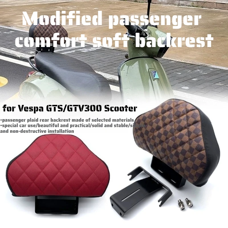 Premium Comfort Passenger Backrest Rear Seat Cushion for Vespa GTS/GTV300 Scooter, Version Durable