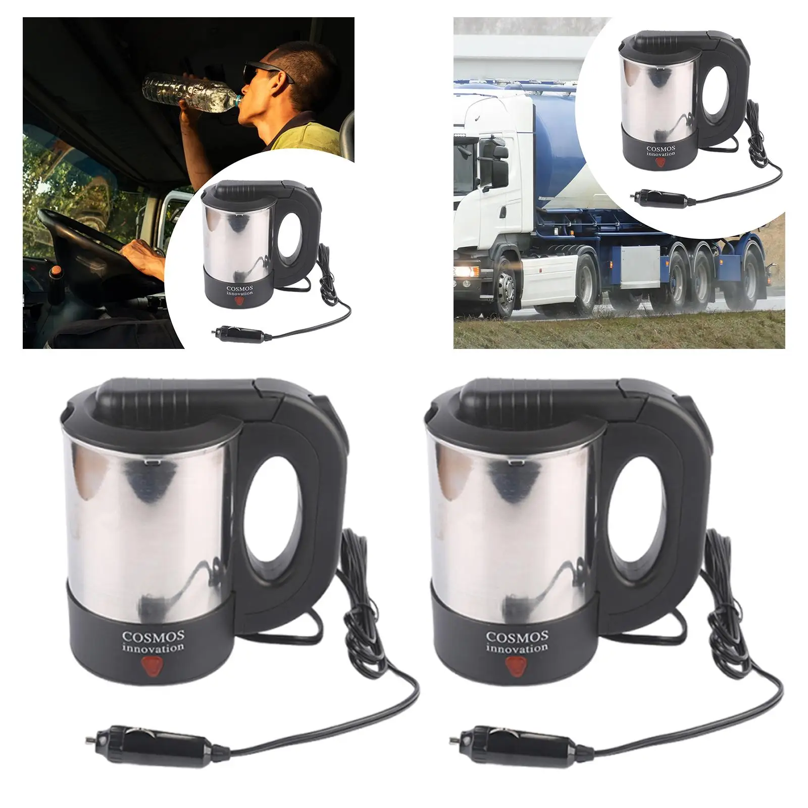 Fast Heating Car Kettle Electric Stainless Steel Travel Cup Vacuum Insulated Water Bottle for Truck Tea Coffee Milk