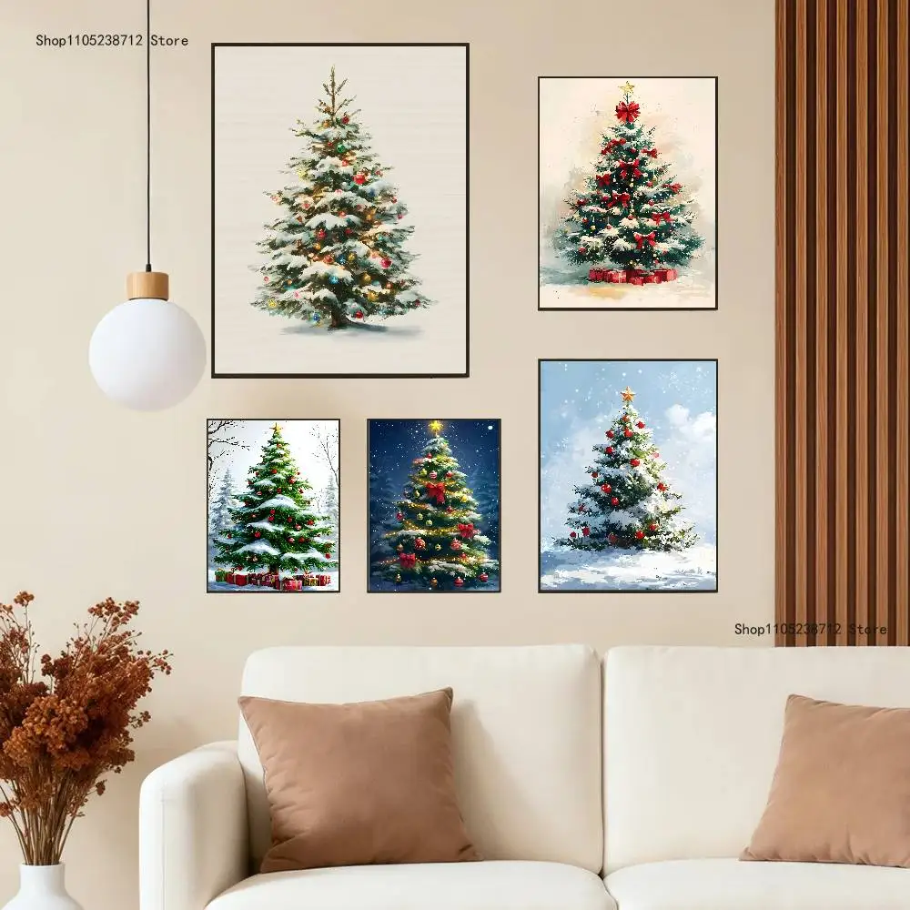 السنة الجديدة شجرة عيد الميلاد المشارك يطبع جدار صورة فنية اللوحة هدية غرفة المعيشة مطعم بار كبير ديسمبر ملصق