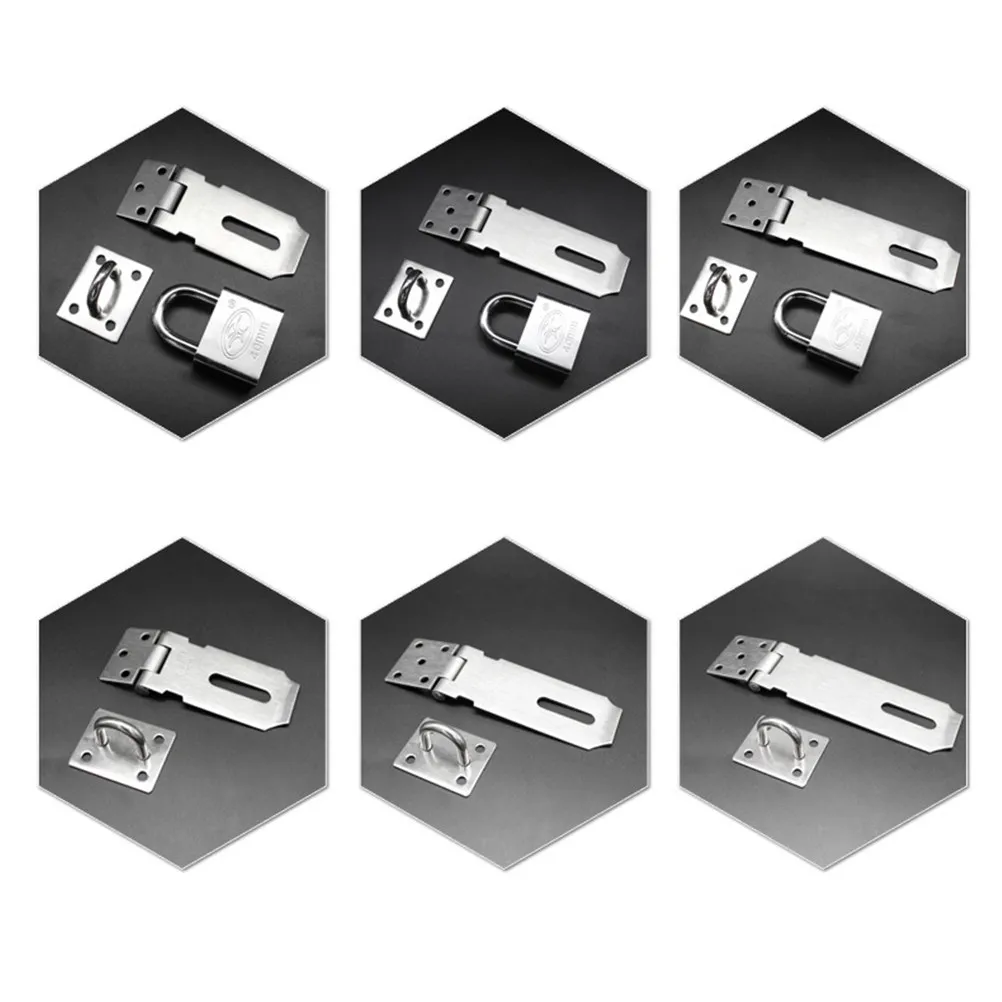 2Pcs 3 Inch Stainless Steel Hasp and Staple Lock for Cabinet Drawer Cupboard Gate Shed Garage Door Security Concealed Screw
