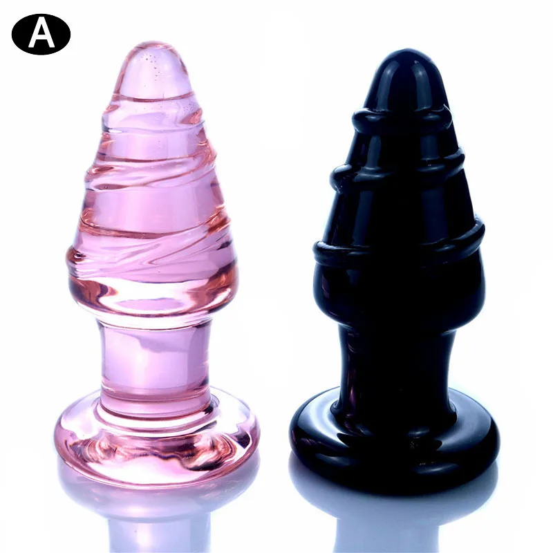 Czarna szklana spiralna wtyczka analna dla par Erotyczna szklana wtyczka do butów Kobieta Mężczyźni Seks zabawki dla dorosłych Dylator analny G Spot Anus Ass Plug