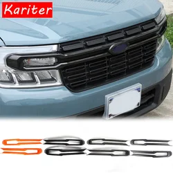For Ford Maverick 2022 Car Front Bumper Mesh Center Grille Grill Molding Strips Cover Trim ABS Exterior Accessories 2 Pcs