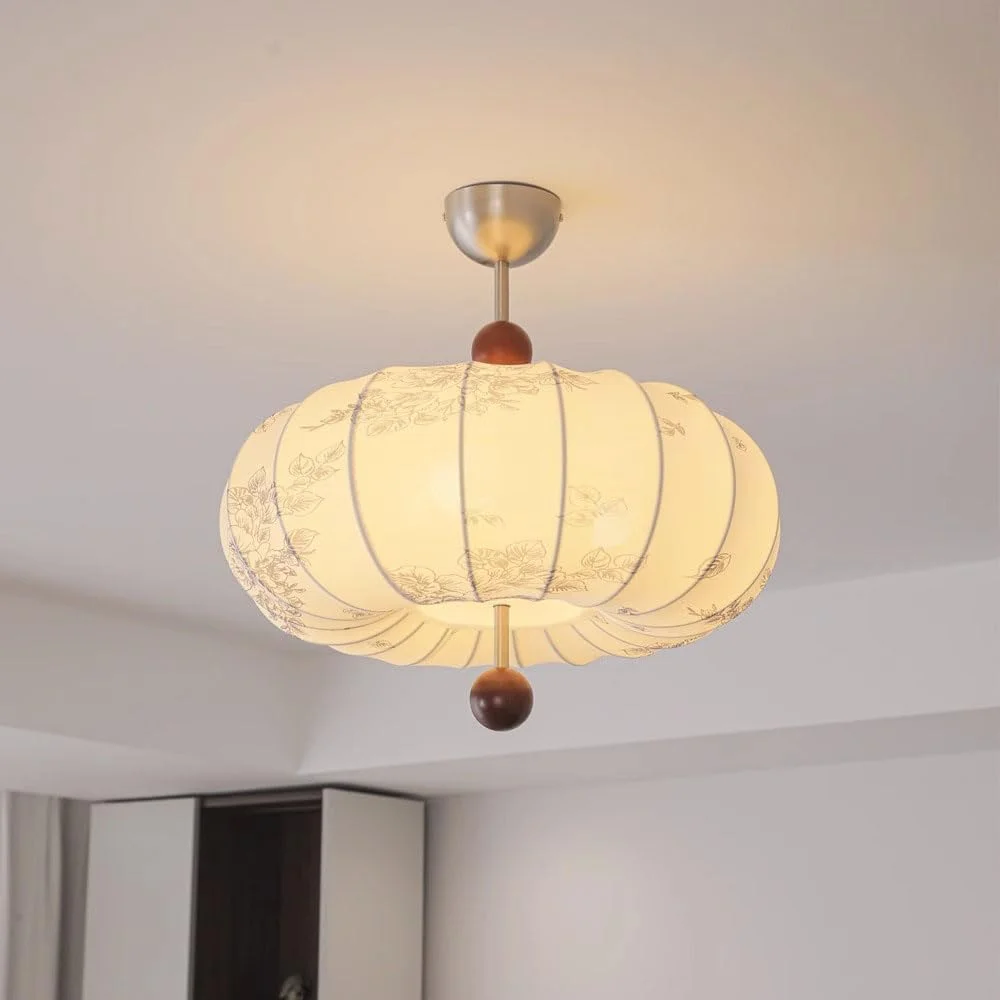 

Ретро люстра в форме тыквы E27, основание, оснащенная трехцветной лампой с регулируемой яркостью для гостиной, спальни, ресторана, диаметр: 40 см