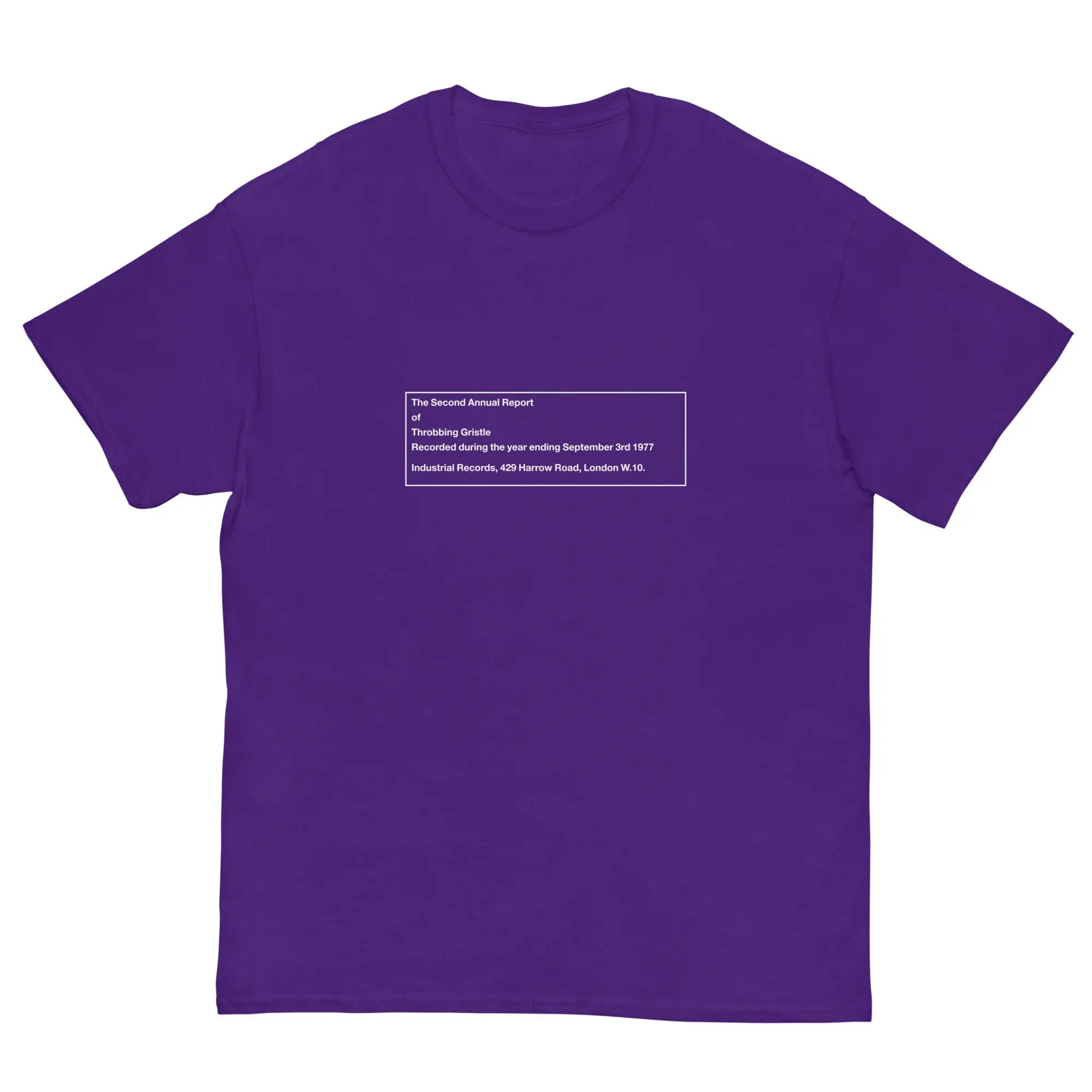 Throbbing Gristle T Shirt Second Annual Report Minimalism Aesthetics Heavy Cotton 5 colorways