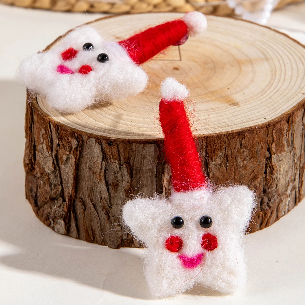 docona Lovely Gingerbread Doll Christmas Star Handmade Wool Felt Decoration Stud Earrings Accessories for Women Girls