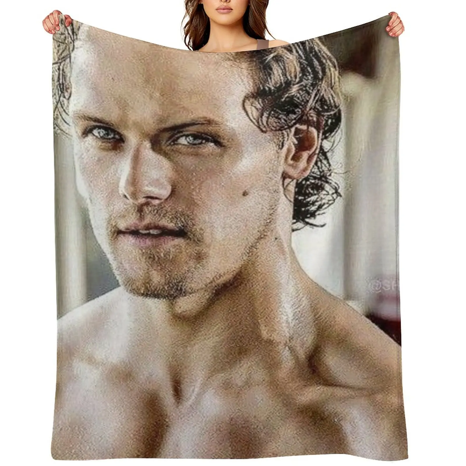

sam heughan Throw Blanket Baby Beach Cute Plaid Winter beds Blankets