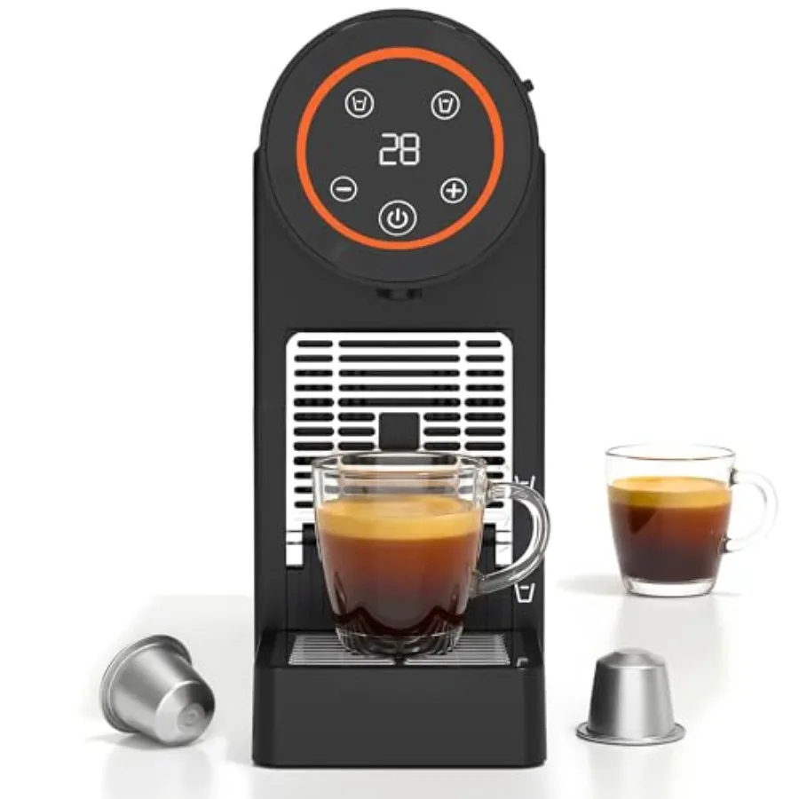 

Espresso Machine for Home Office: Stainless Steel, Black, 19Bar Pressure, 1200W Fast Brewing, Programmable, Compact Design with