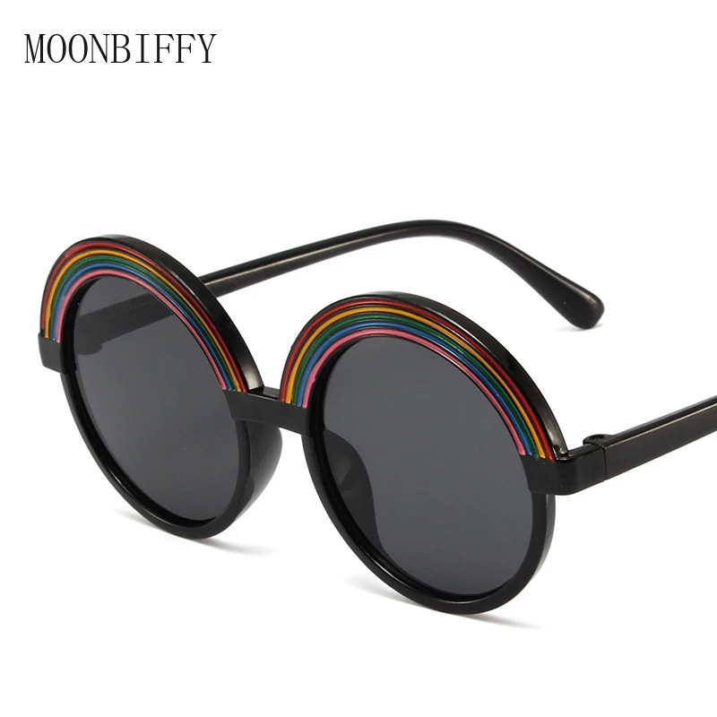 

Children Boy Girl Cute Double Color Cartoon rainbow Shape Round Sunglasses Kids Vintage Glasses UV400 Protection Classic Goggles