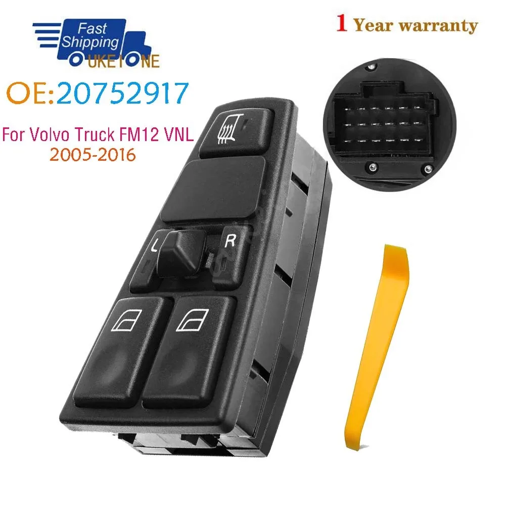 

20752917 For Volvo Truck FM12 VNL 2005-2016 Master Driver Side Electric Power Window Switch Lifter Control Regulator Button