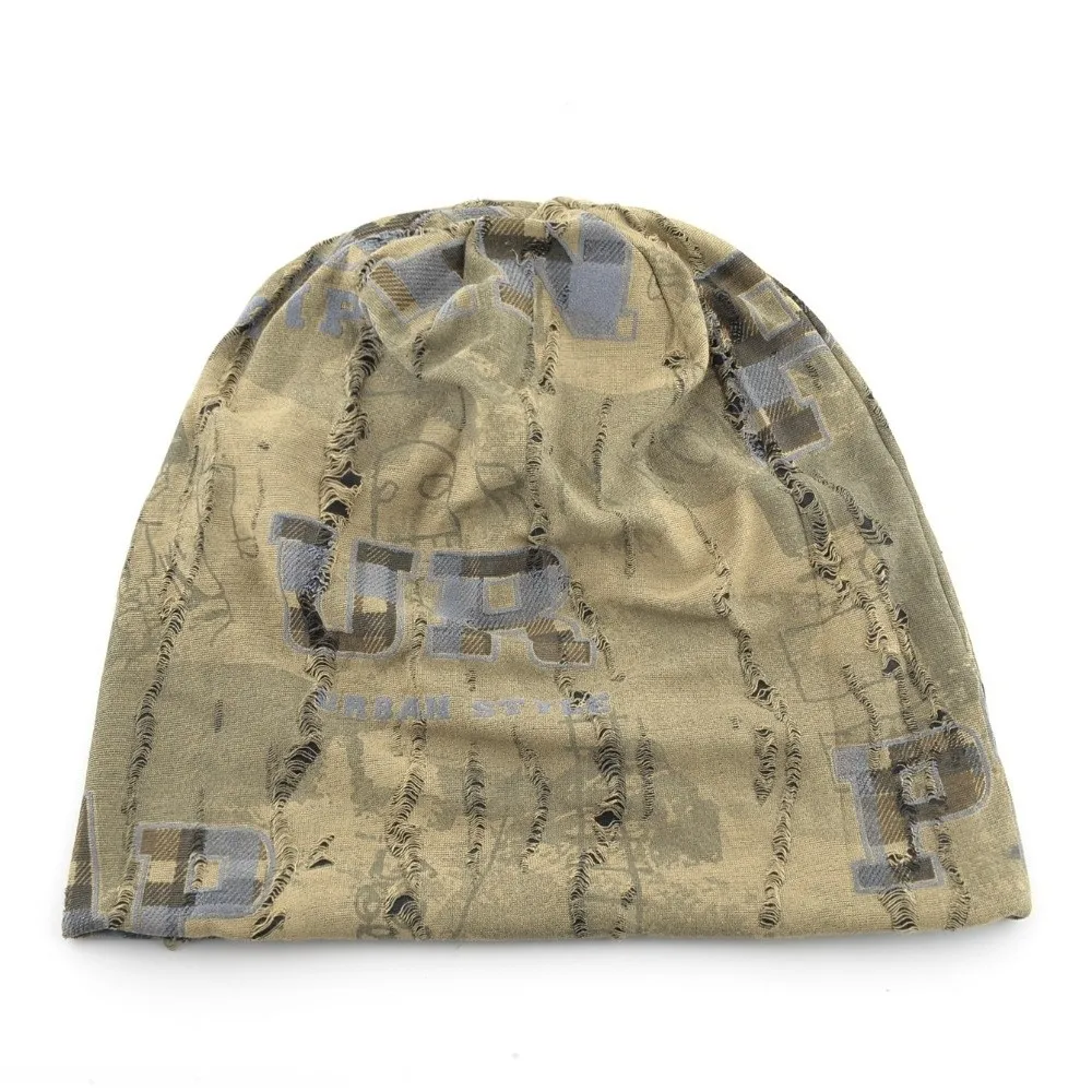 Unisex Warme Distressed Cracked Mütze Atmungsaktive Weiche Wintermütze Dünne Leichte Mütze mit Buchstabendruck für Outdoor – Detail 3