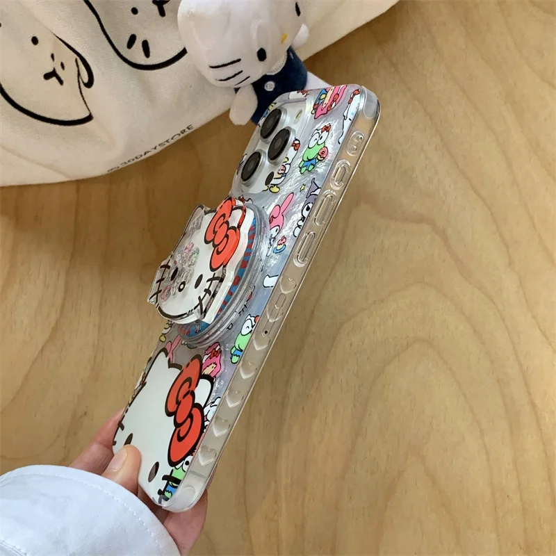 Śliczne etui Hello Kitty Kuromi Cartoon Magsafe Wireless Charge Case do iPhone'a Etui do iPhone'a 15 14 13 12 Pro Max KT Magnetic Stand