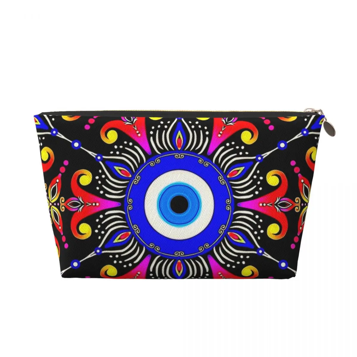 Custom Mediterranean Evil Eye Travel Toiletry Bag Women Turkish Amulet Culture Makeup Cosmetic Bag Beauty Storage Dopp Kit