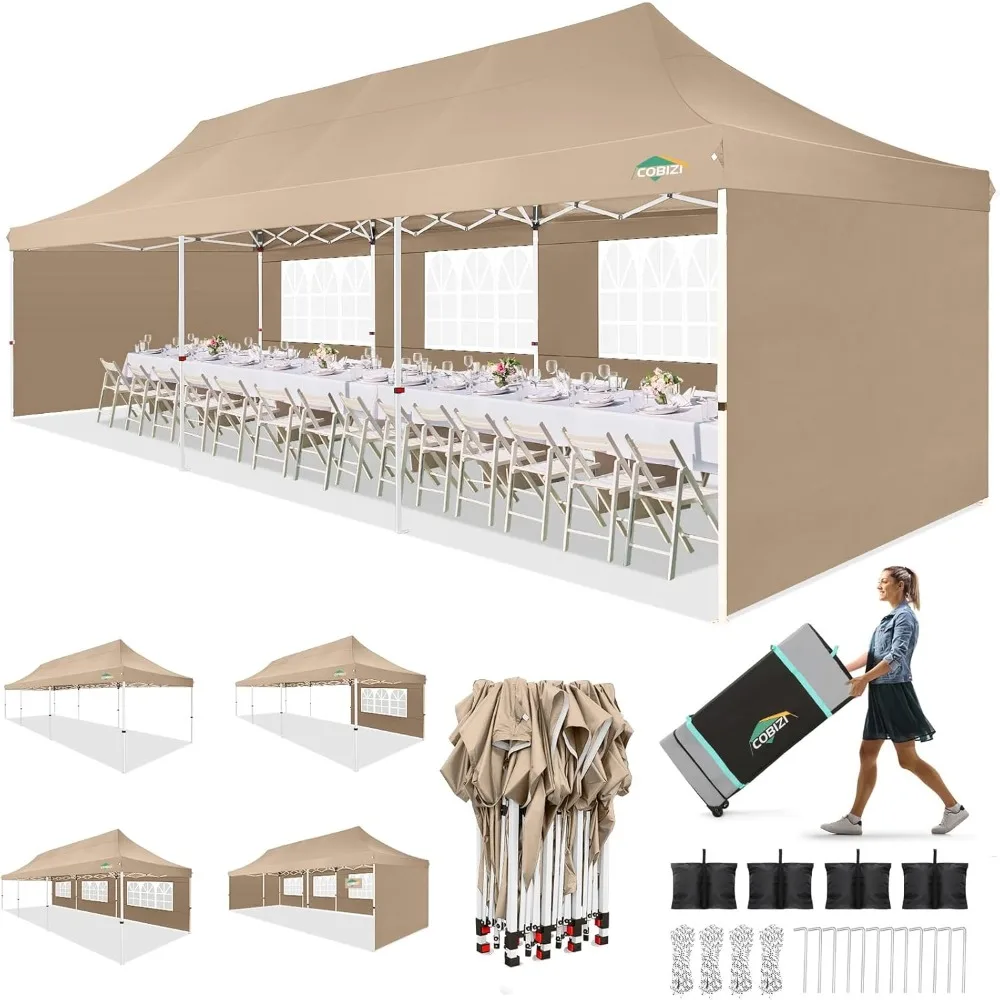 

Pop Up Canopy with 5 Sidewalls, Canopy Tent for Parties, Wedding, and Commercials, Waterproof and Instant Shelter, 10x30