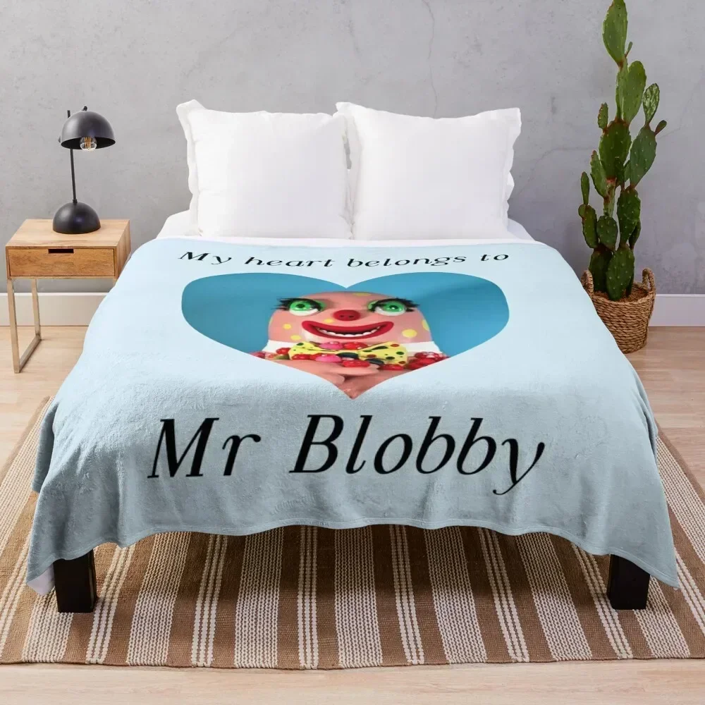 My heart belongs to Mr Blobby Throw Blanket Sofas Personalized Gift Decorative Beds Camping Blankets