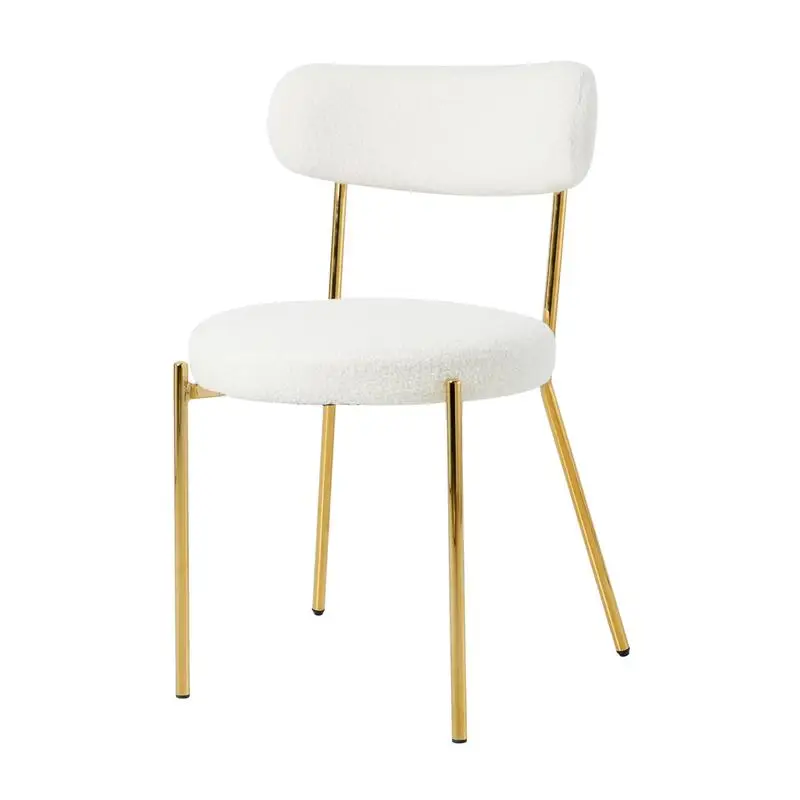 طقم كراسي طعام حديثة مكون من 4 قطع، قماش تيدي أبيض، أرجل ذهبية، كرسي غرفة نوم المطبخ المنزلي البسيط، كرسي الملابس وكرسي الطلاب #4