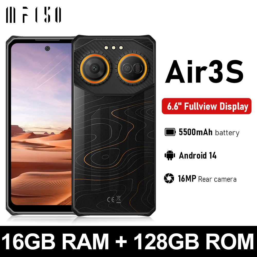 IIIF150 Air3S teléfono resistente 16GB(4 +12) 128GB 5500mAh batería 16MP cámara Android 14 Smartphone versión Global teléfono portátil