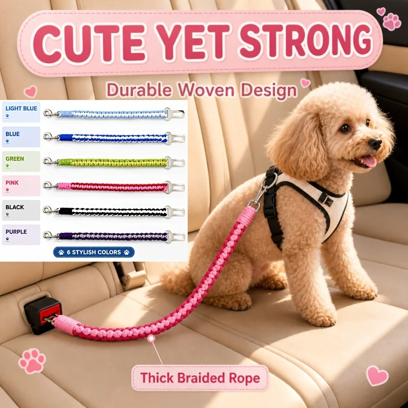 1pc Pet Car Seat Belt, Dog Travel Safety Rope, Secure Strap Buckle Attachment for Safe Pet Car Travel