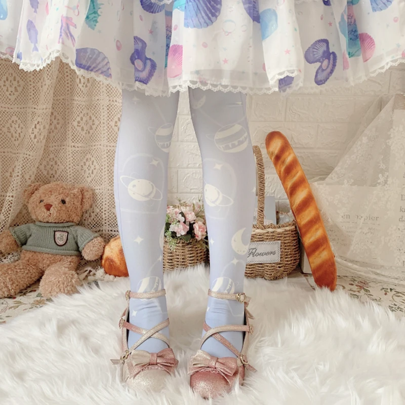 Girl Pink 3d Printed Stockings High Quality Polyester Summer Thin Cosplay Stockings Girl Harajuku Wakai Socks