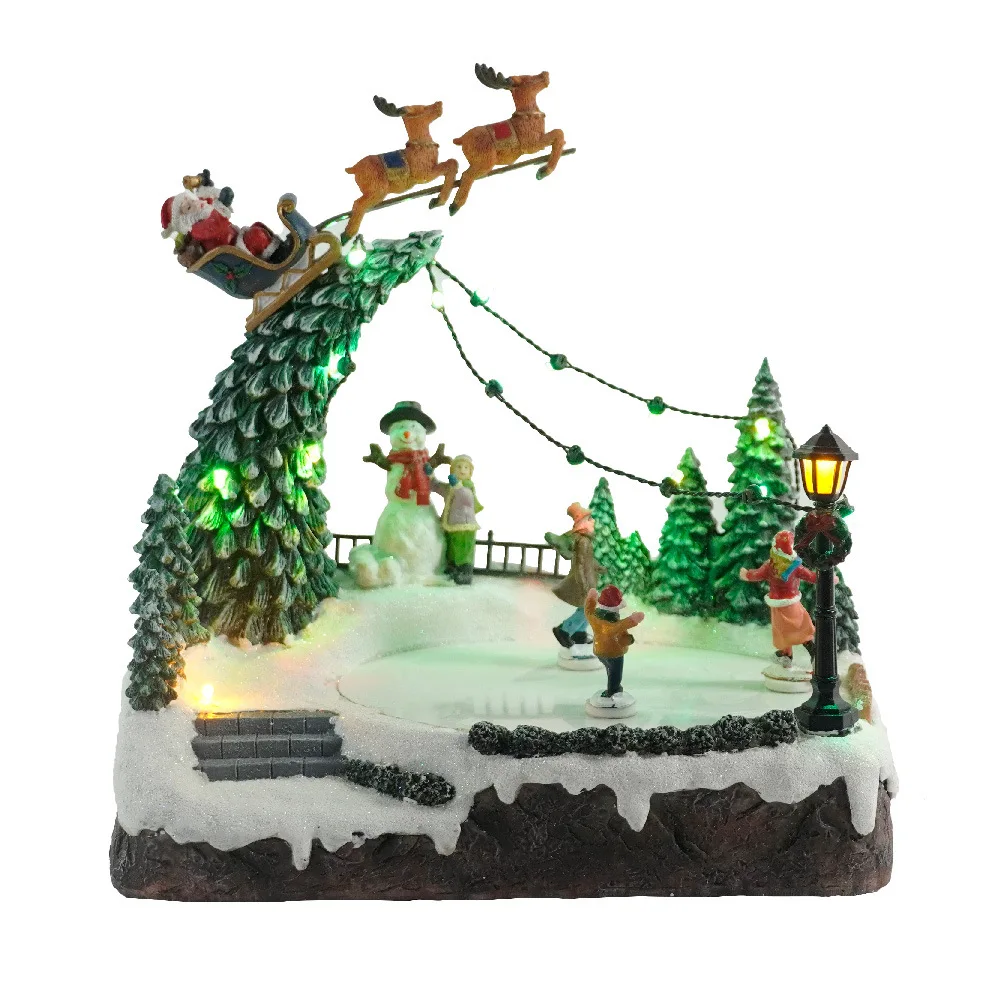 

New Glowing Christmas Music House Flying Deer Ornaments Holiday Crafts