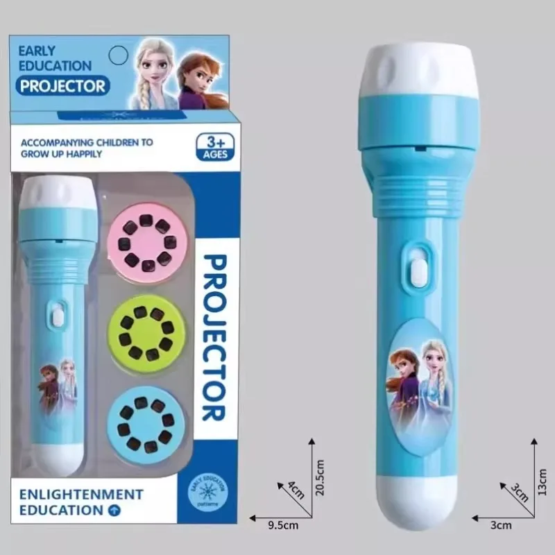 7 أنماط ديزني الإسقاط مصباح يدوي أنيمي الأجهزة الطرفية المجمدة ميكي ماوس لطيف متوهجة عرض الشرائح لعب الأطفال هدايا عيد ميلاد