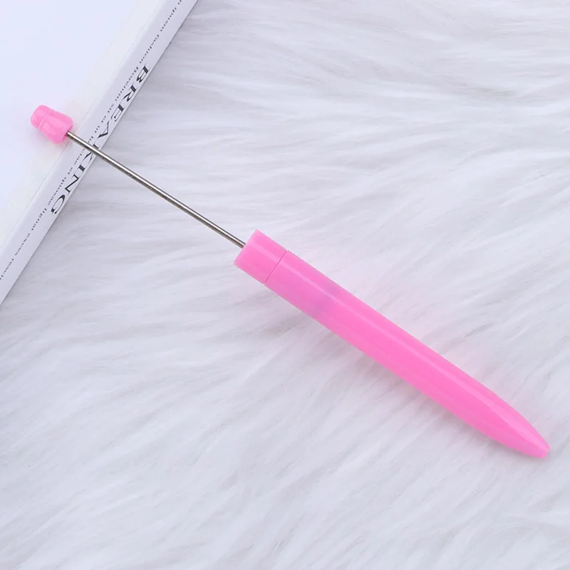 100Pc Wholesale Creative DIY Plastic Bead Pens Threading Beads Print Personalized Bead Ballpoint Pens Unique Gifts Writing Needs