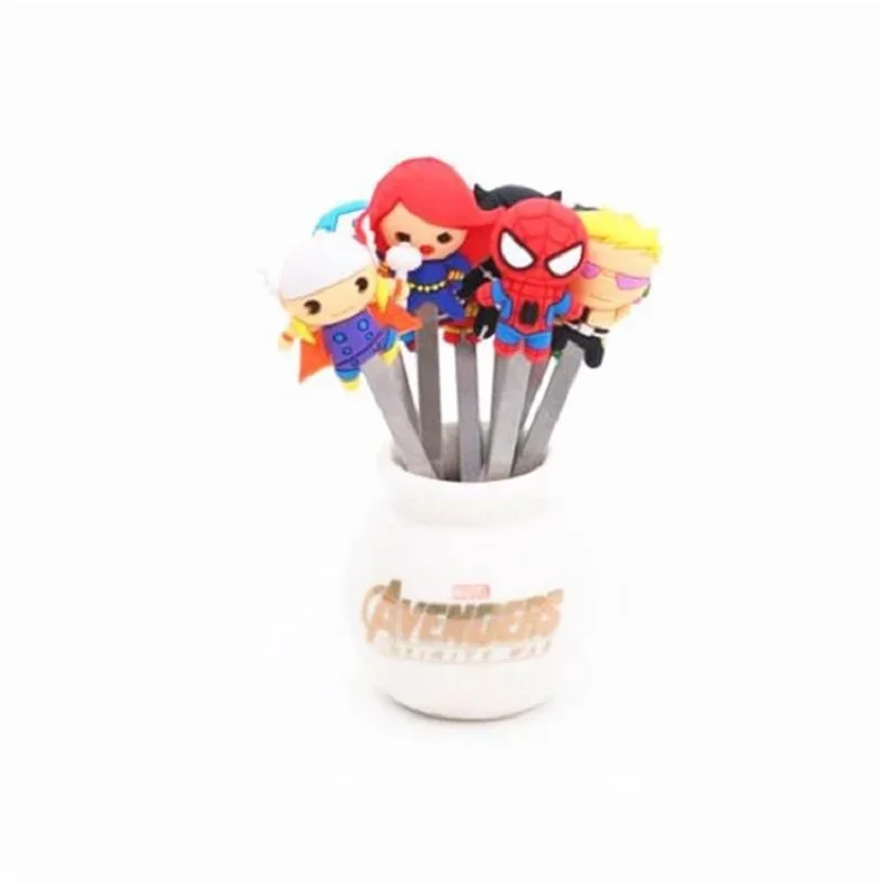 

8pcs Marvel Avengers Anime Figure Hero Cartoon Kids Fruit Forks Stainless Steel Dessert Party Fork Sets Kawaii Lunch Decoration