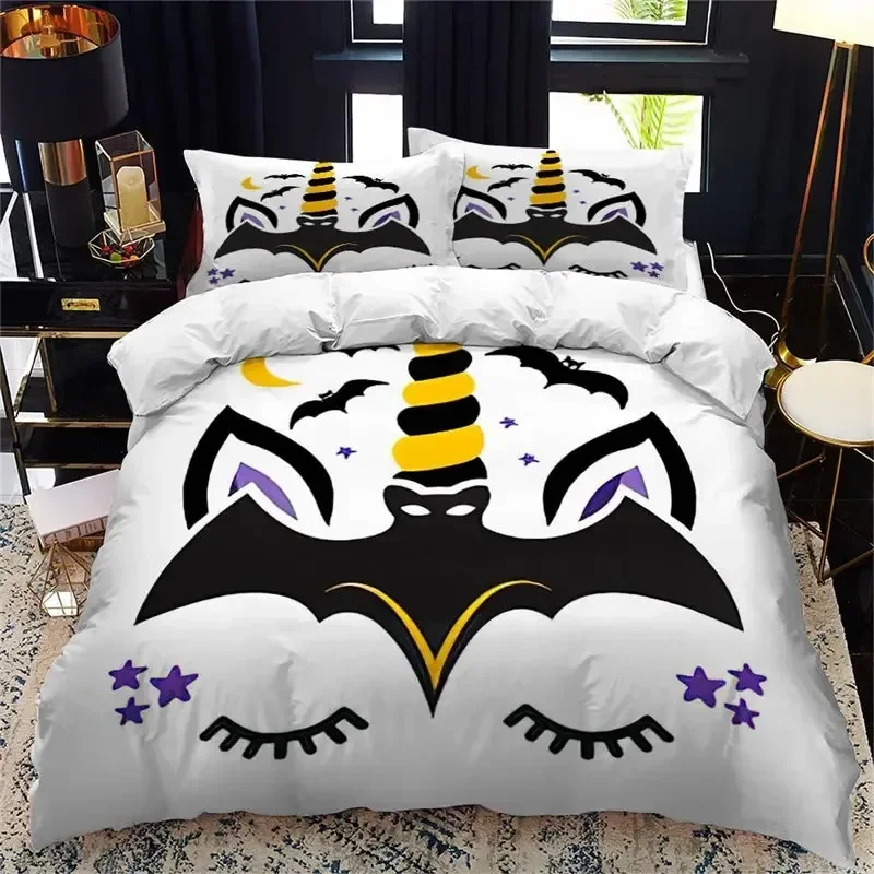 Halloween Duvet Cover King Microfiber Medieval Haunted Castle With Garden Pumpkins Dark Clouds Scary Nights Print Bedding Set