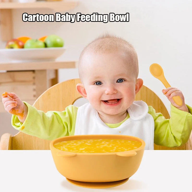 Baby Feeding Bowl With Suction BPA Free Silicone Baby Tableware Solid Color Infant Food Snack Storage Plates