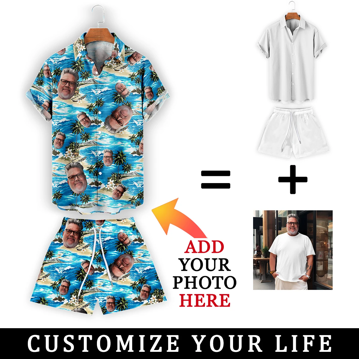 

Customized Face Hawaiian Shirt Beach Shorts Swim Trunks Personalized Prank Suit Summer Men Women Custom Design Birthday Present