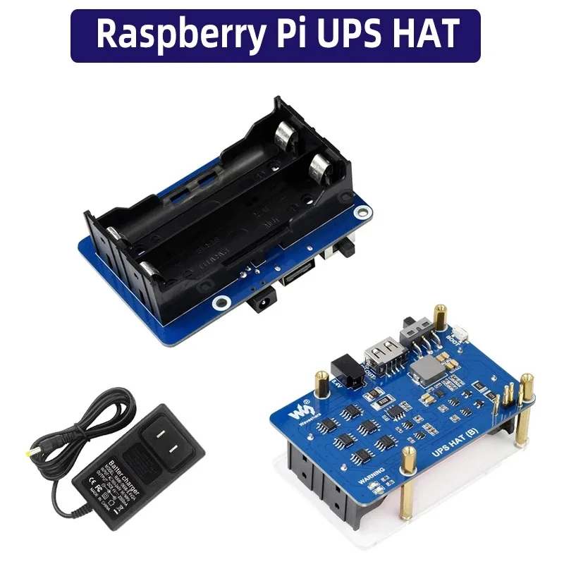 VoFSRaspberry Pi UPS HAT (B) 5V Uninterruptible Power Supply 5A High Current Pogo Pins Connector For Pi 4B 3B+ 3B