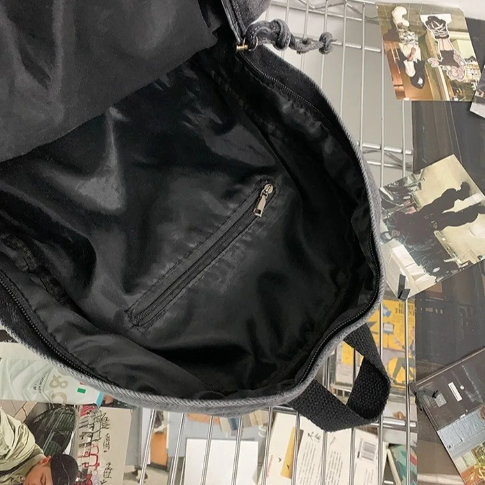 Casual Vintage Denim Backpack Solid Color Street Style Travel Backpack Large Capacity School Bag for Men and Women