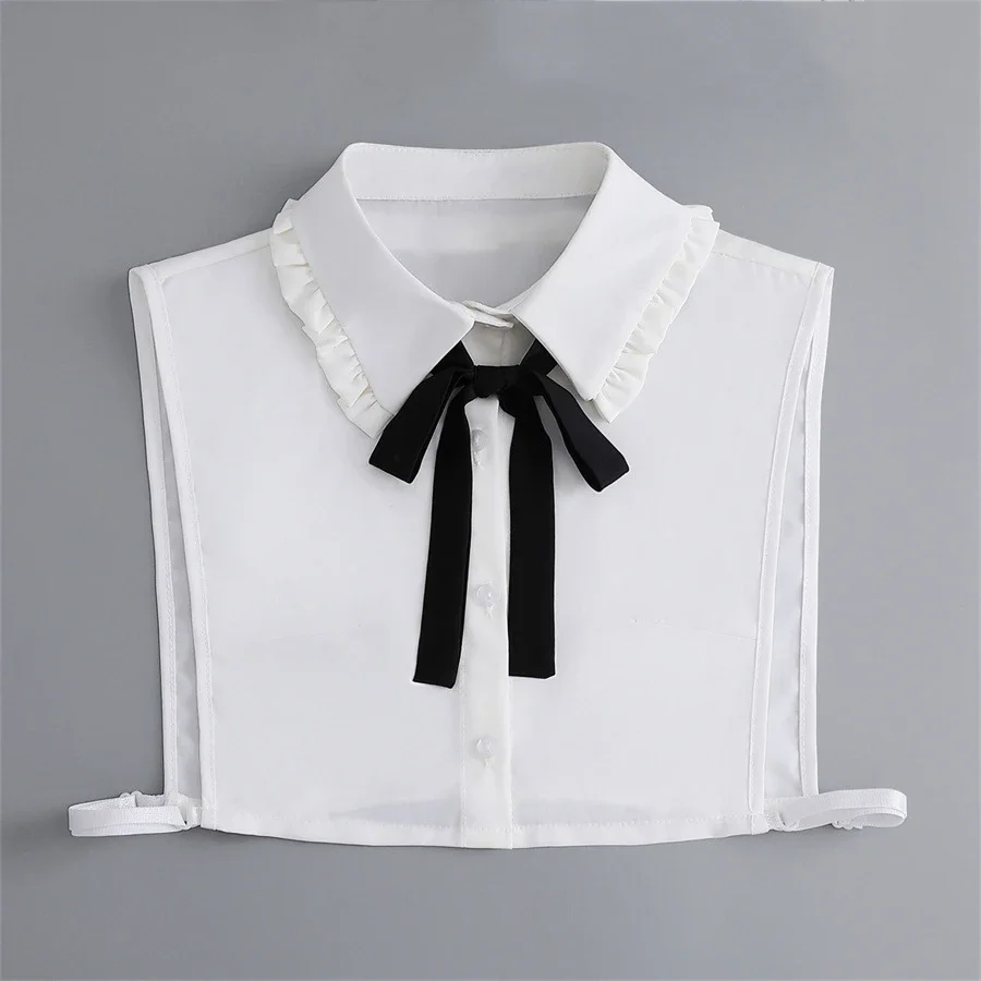 Girls Bowknots Lapel Shirt Detachable Collar Autumn Sweater Blouse Women Fake Collar Girls Removable Shirt Neck False Collar