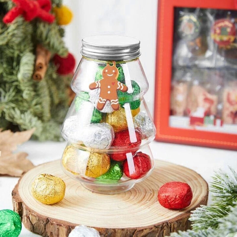 Christmas Tree Candy Jar Set of 6 Clear Snacks Biscuit Cookie Nut Wrapping Box Dropsale