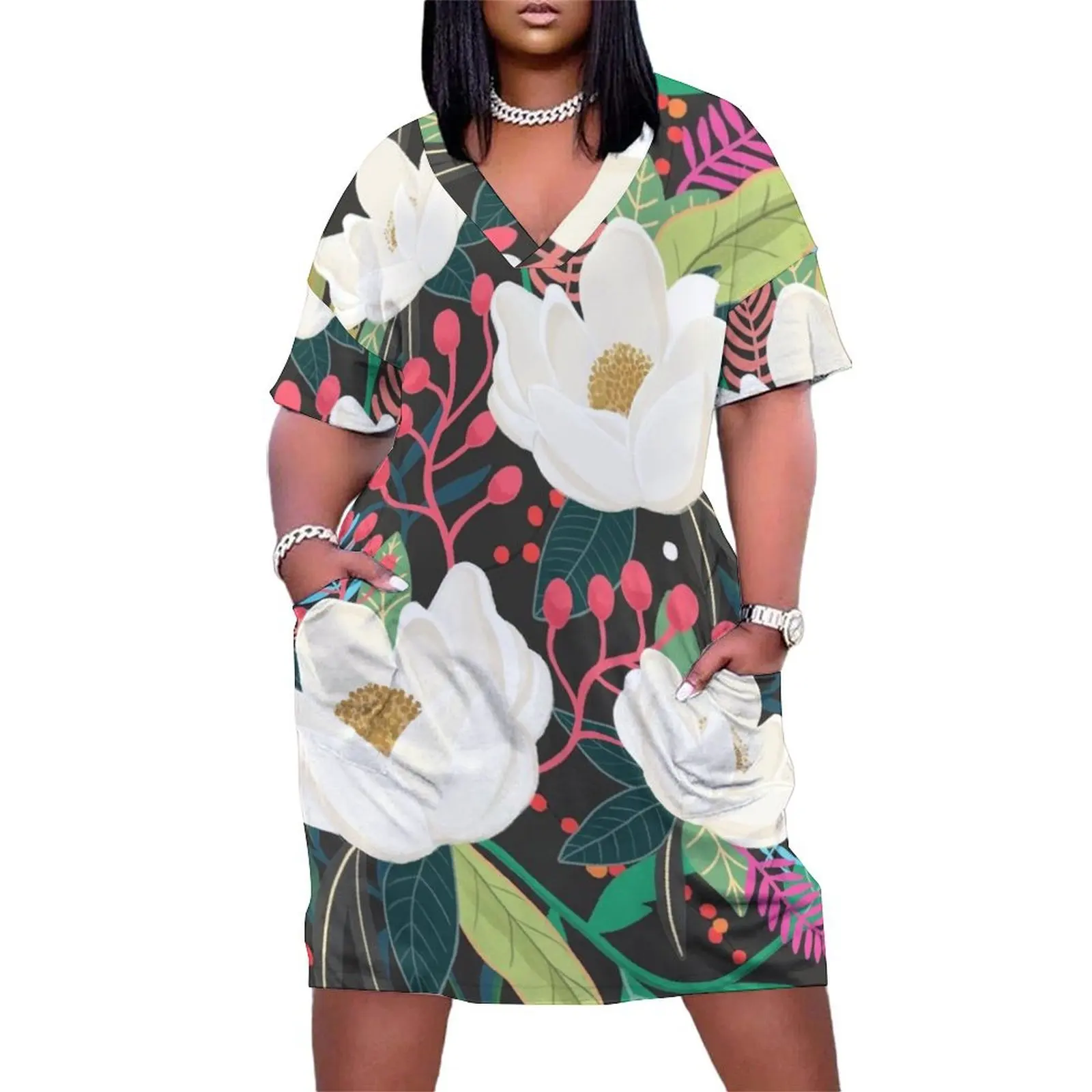 The Garden of Alice, flower, floral, blossom art print Loose Pocket Dress woman dress