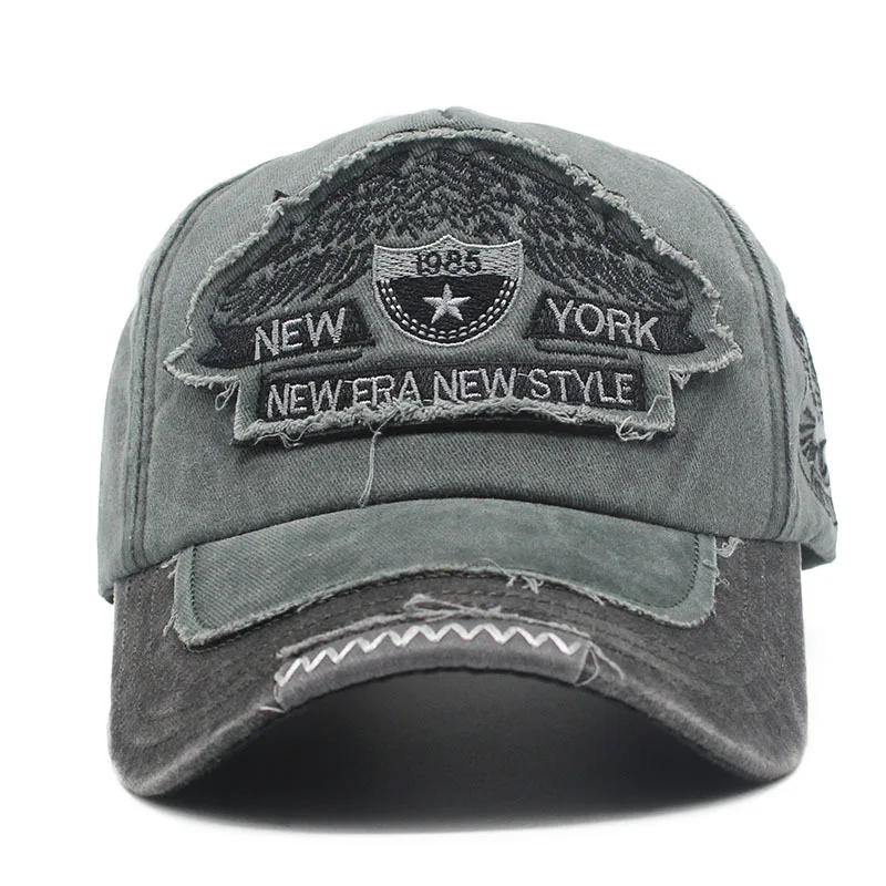New York bestickte, gewaschene Denim-Baseballkappe für Männer und Frauen, im Freien, verstellbar, lässig, Sporthut, Hip-Hop, Streetwear, Sonnenhüte – Detail 3