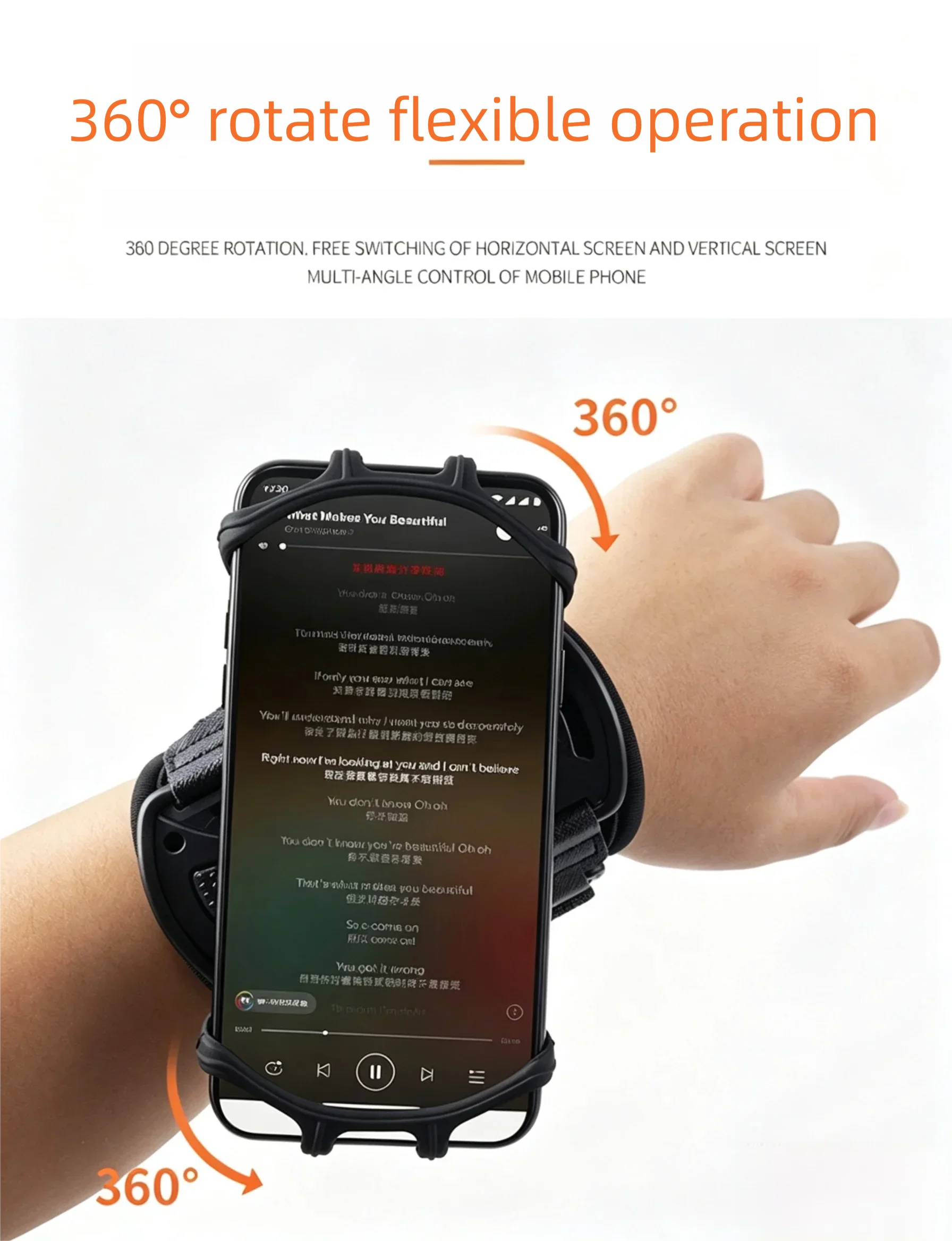 Detachable Rotatable Wrist Phone Holder, Removable 360° Rotation Smartphone Wrist Strap for Running Jogging Cycling Outdoor Spor