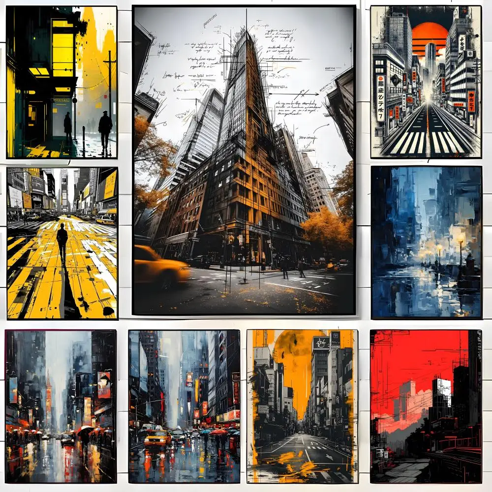 Anime Retro Street Poster  Self-adhesive Art Waterproof Paper Sticker Coffee House Bar Room Wall Decor